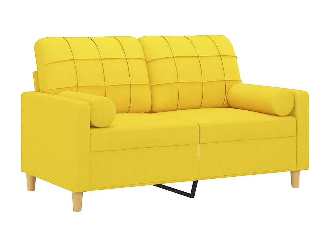 Sofá de 2 plazas con cojines tela amarillo claro 120 cm