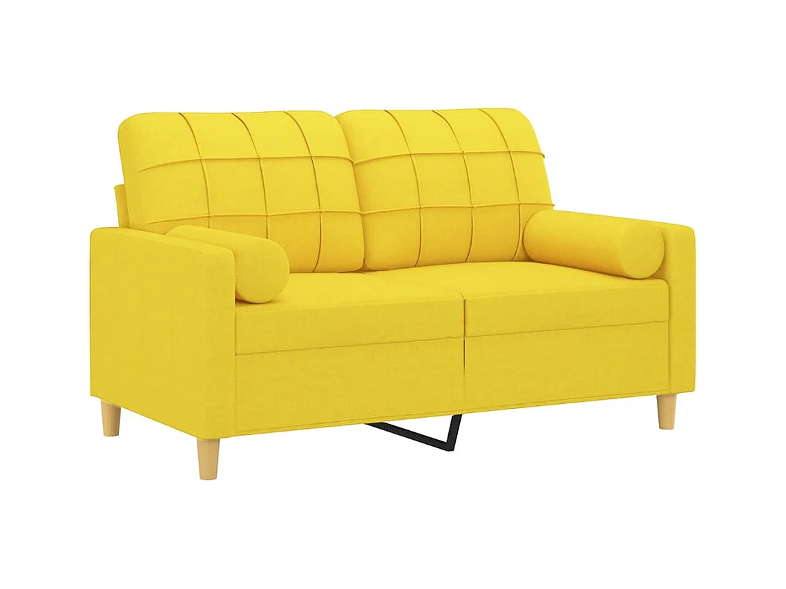 Canapé 2 places avec oreillers jaune clair 120 cm tissu