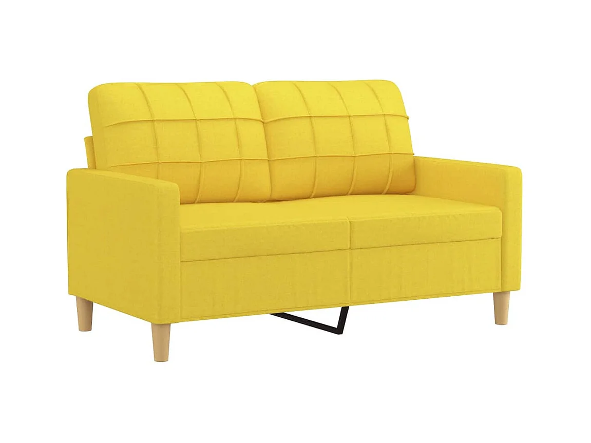 Canapé 2 places avec oreillers jaune clair 120 cm tissu