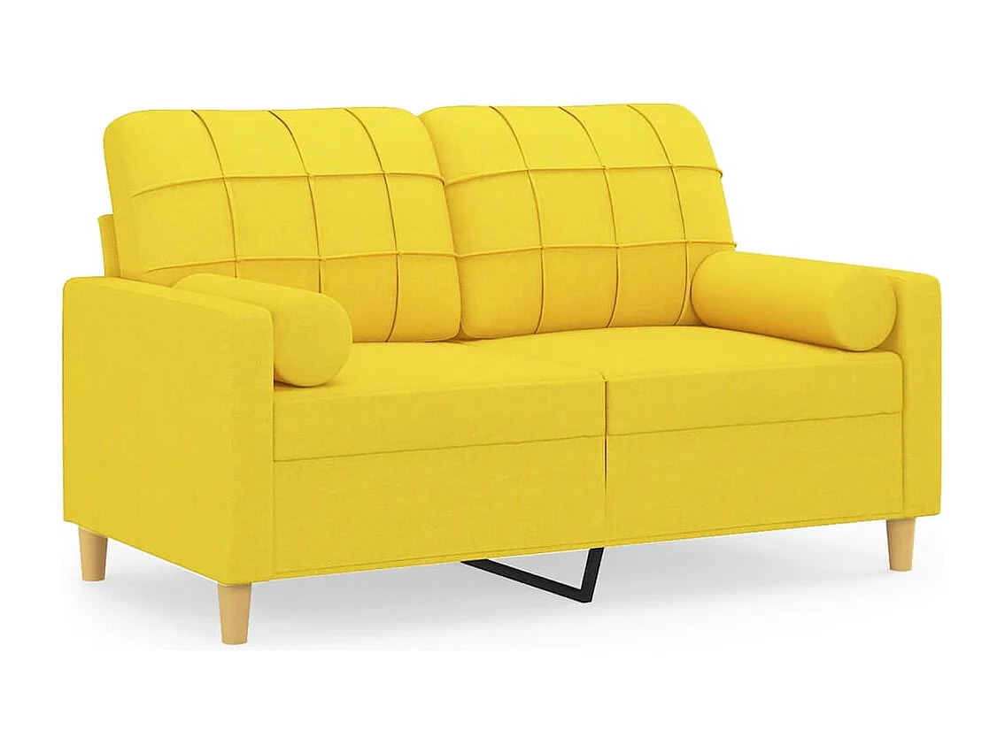 Canapé 2 places avec oreillers jaune clair 120 cm tissu