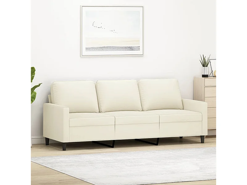 Sofá de 3 plazas terciopelo color crema 180 cm