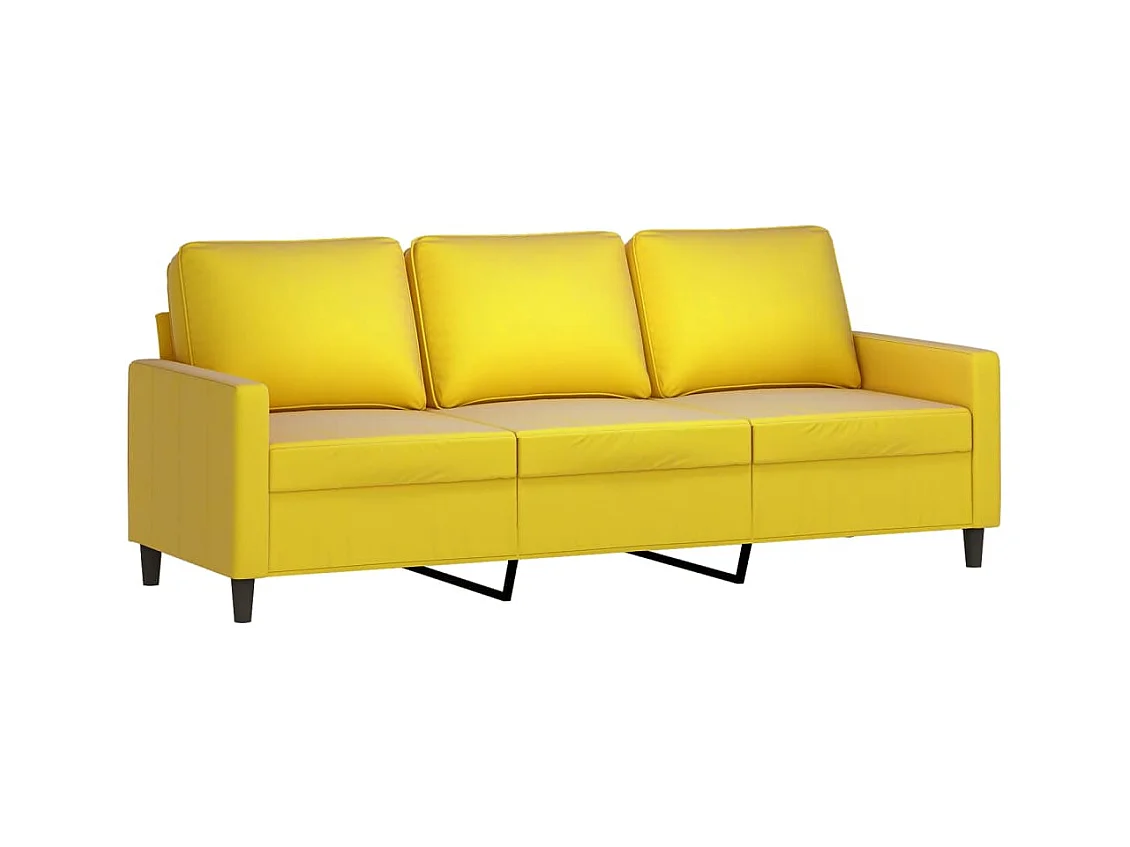 Canapé à 3 places avec repose-pieds jaune 180 cm velours