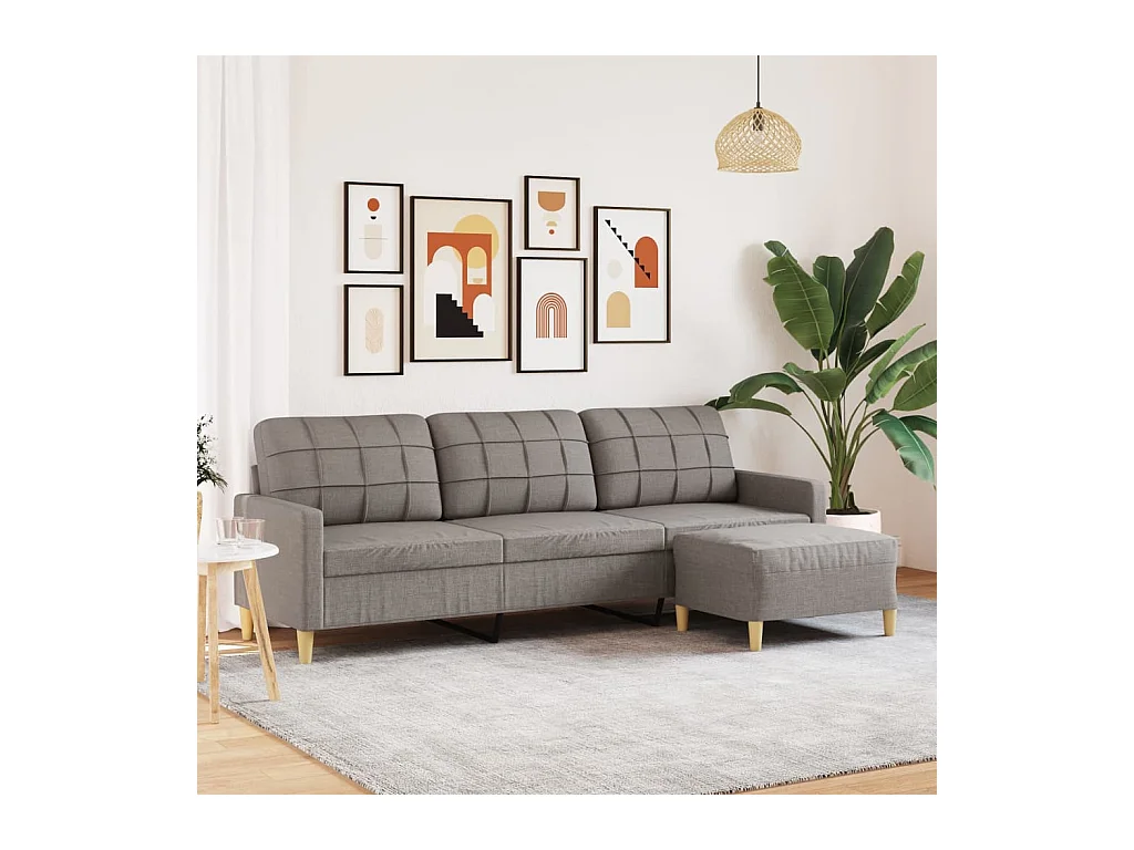 Canapé à 3 places avec repose-pieds Taupe 210 cm Tissu