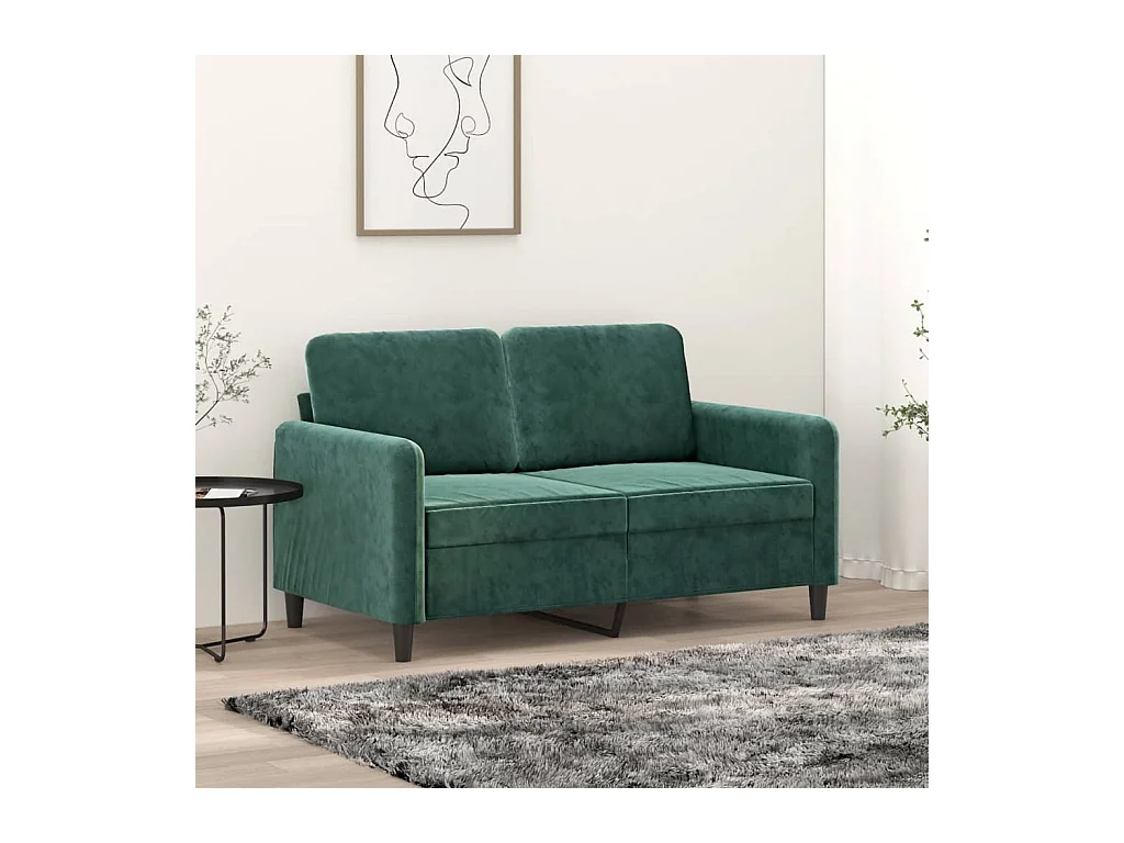 Canapé à 2 places Vert foncé 120 cm Velours