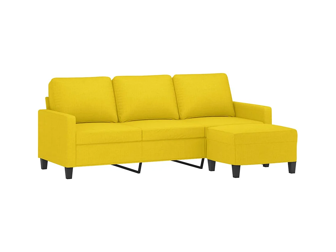 Canapé à 3 places avec repose-pieds Jaune clair 180 cm Tissu
