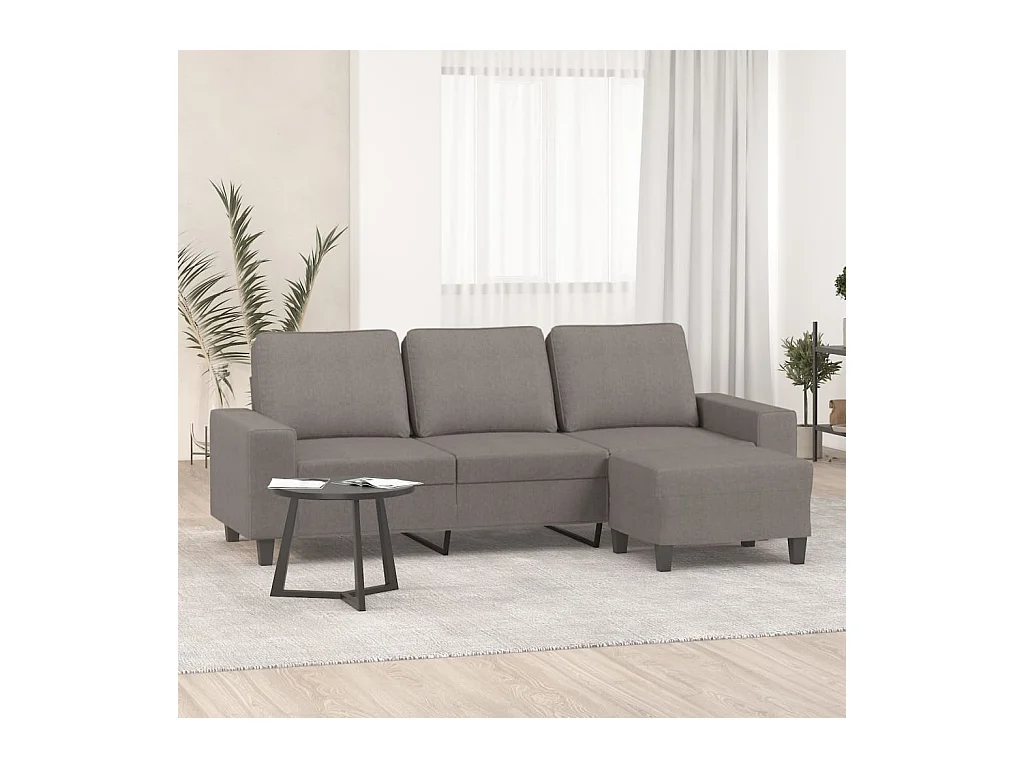 Canapé à 3 places avec repose-pieds Taupe 180 cm Tissu