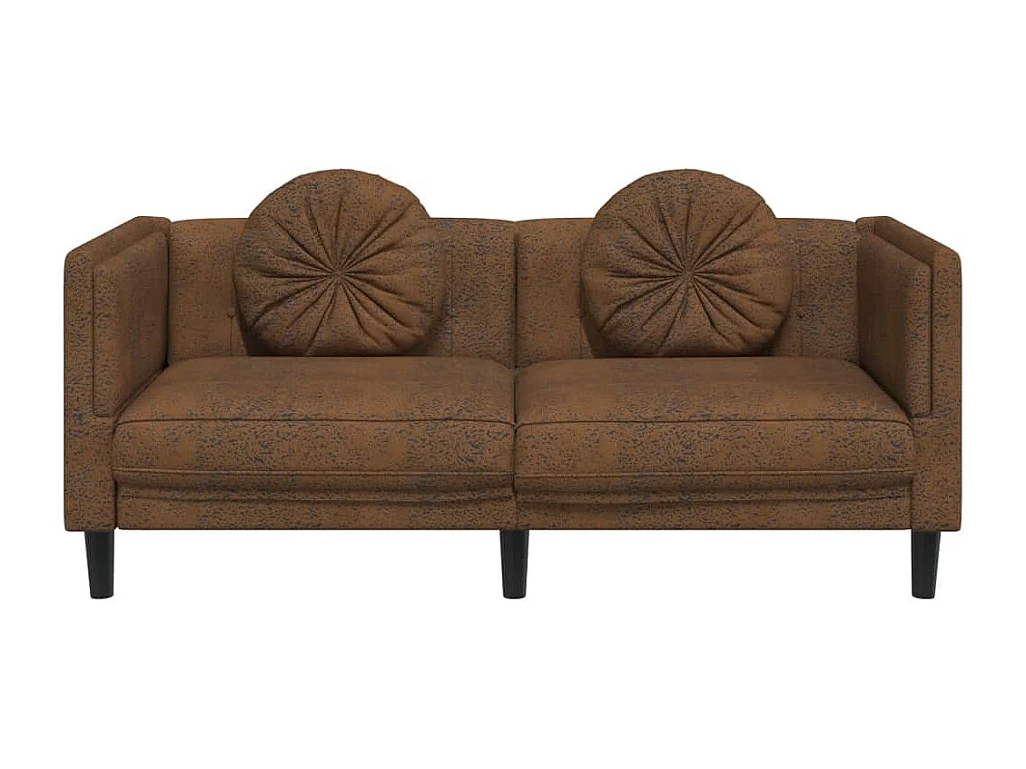 Bank met kussens 2-zits kunstsuède bruin