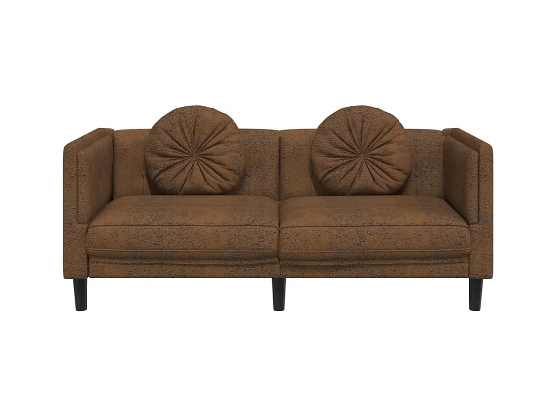 Canapé avec coussins 2 places marron velours