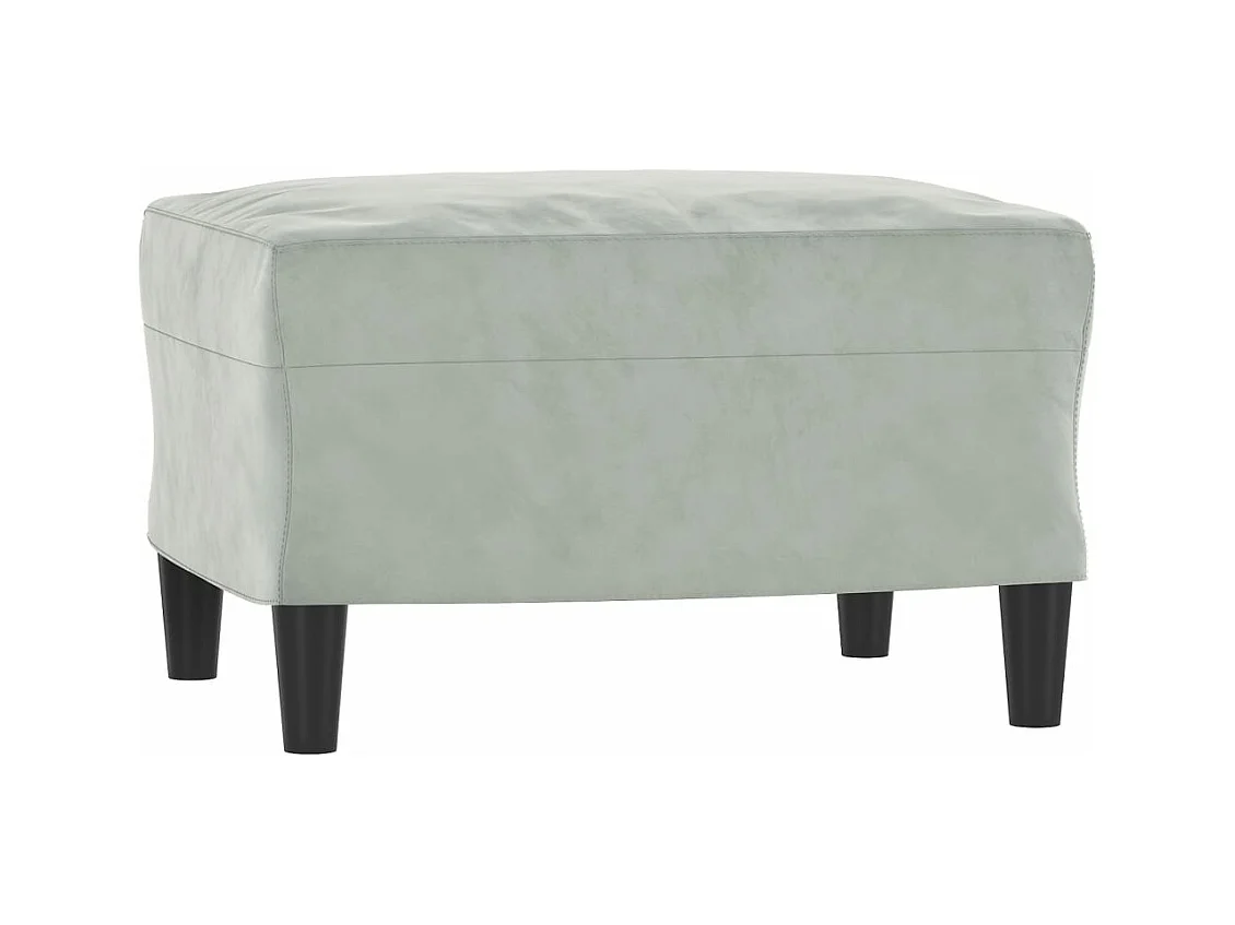 Sofá de 3 lugares com apoio de pés 180 cm veludo cinzento-claro