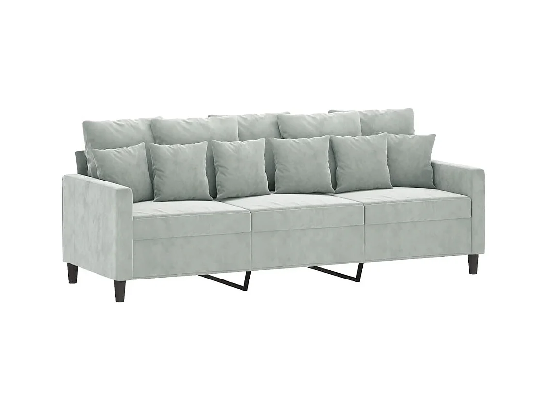 Canapé à 3 places avec repose-pieds Gris clair 180 cm Velours