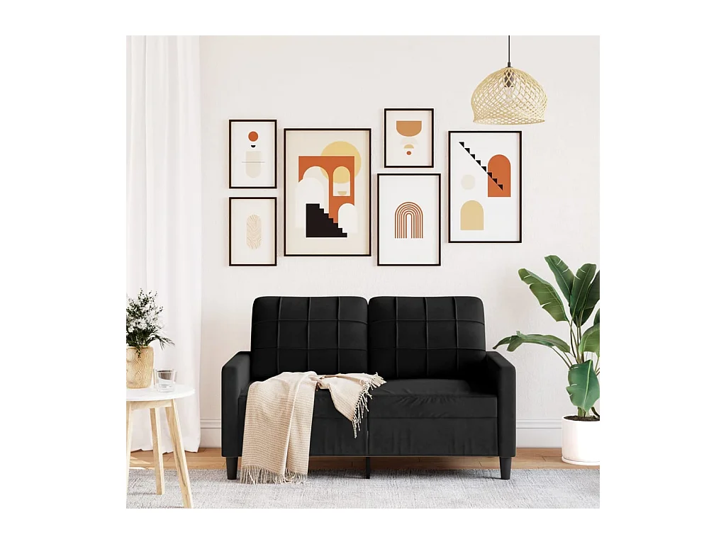 Canapé à 2 places Noir 120 cm Velours