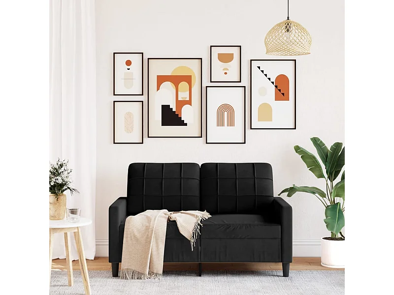 Sofá de 2 lugares veludo 120 cm preto
