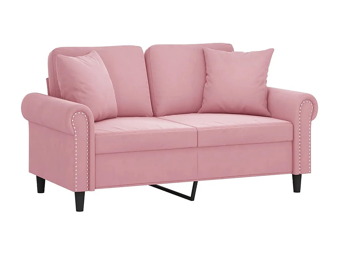 Canapé 2 places avec oreillers décoratifs rose 120 cm velours
