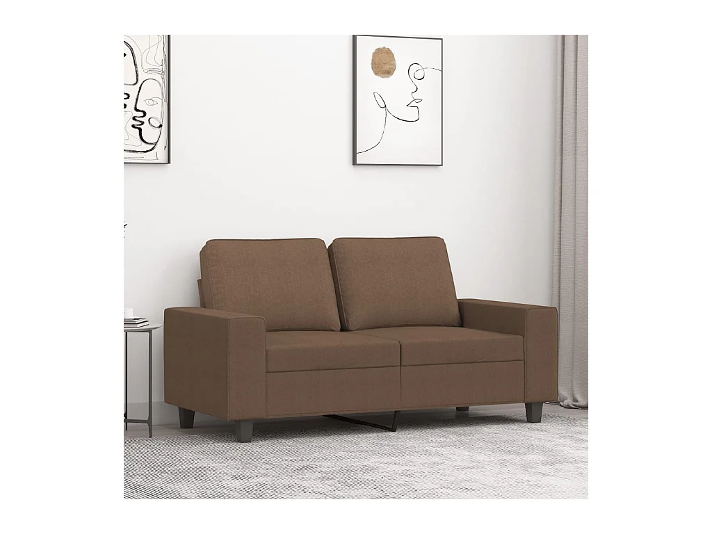 Canapé à 2 places Marron 120 cm Tissu