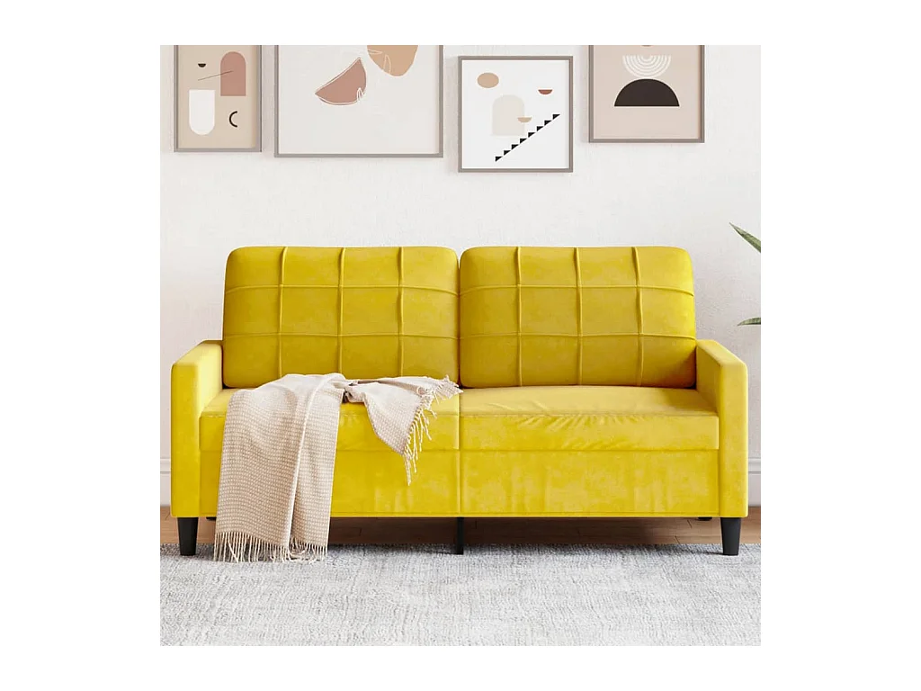 Canapé à 2 places Jaune 140 cm Velours