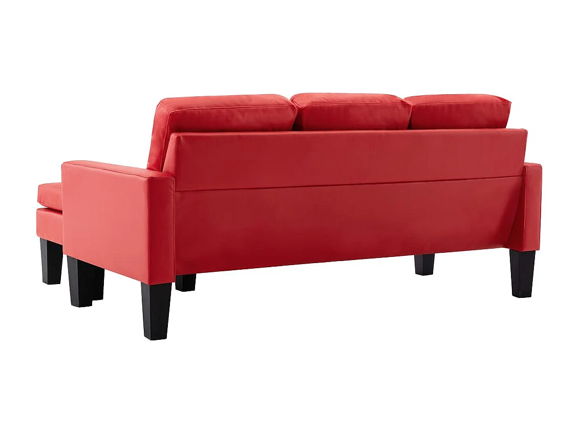Driezitsbank met voetenbank kunstleer rood