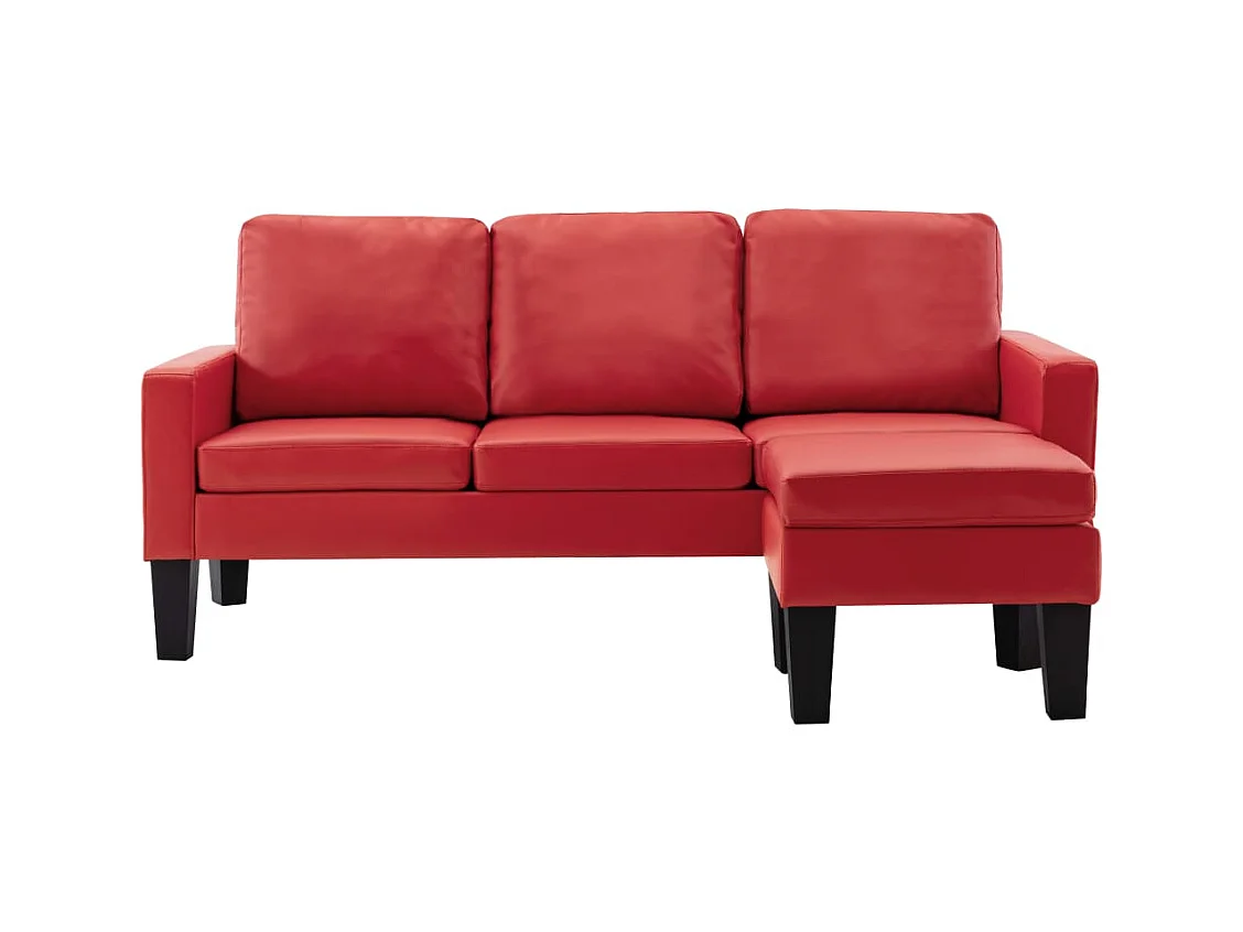 Driezitsbank met voetenbank kunstleer rood