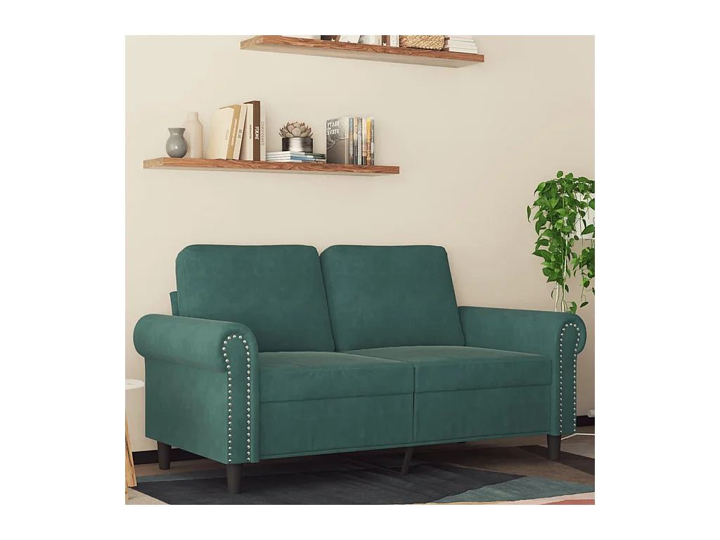 Canapé à 2 places Vert foncé 120 cm Velours