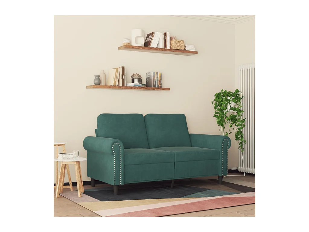 Canapé à 2 places Vert foncé 120 cm Velours