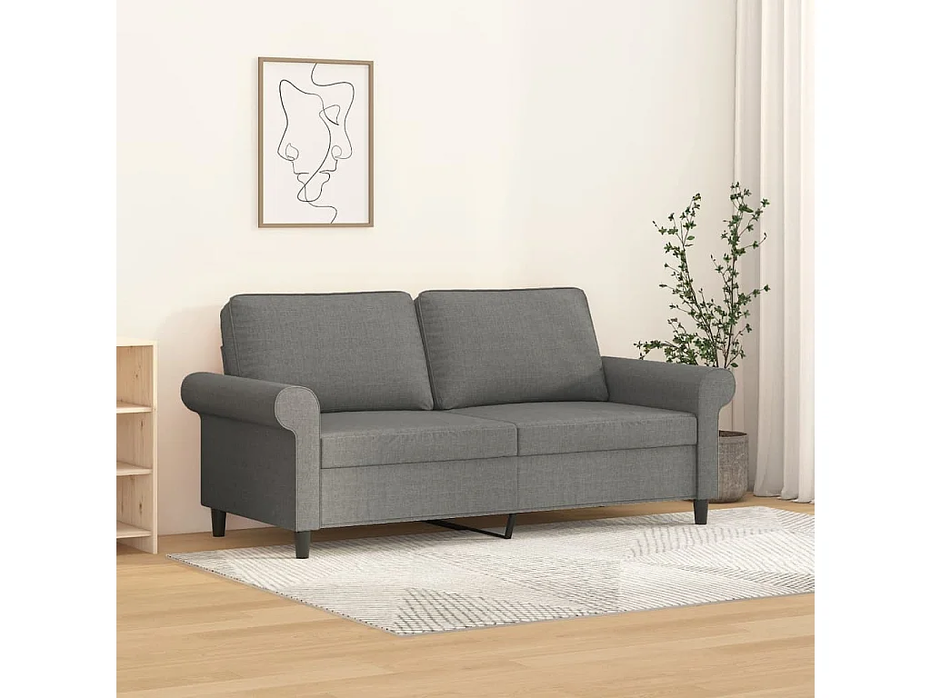 Canapé à 2 places Gris foncé 140 cm Tissu