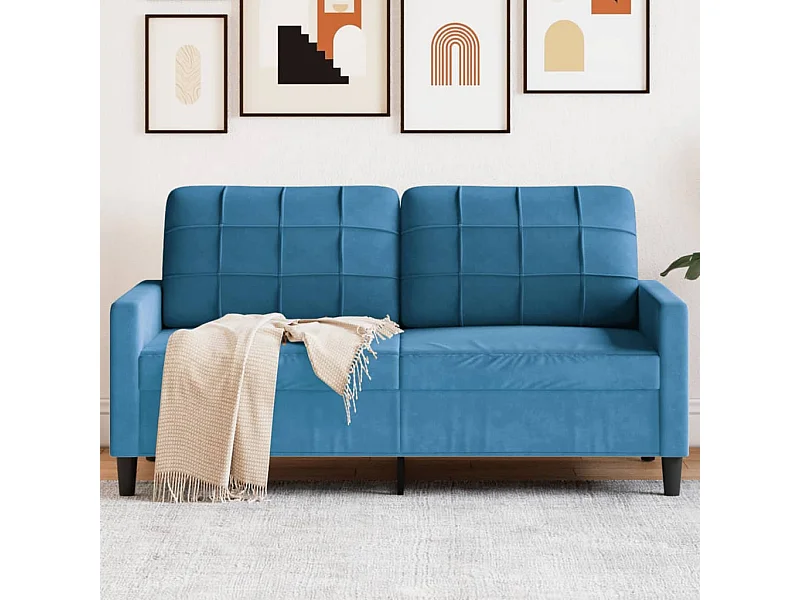 Sofá de 2 lugares veludo 140 cm azul