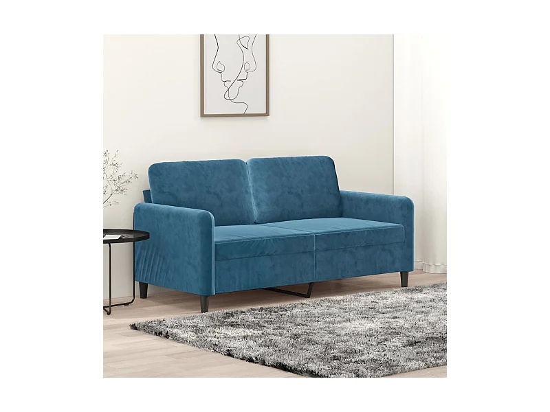 Sofá de 2 lugares veludo 140 cm azul