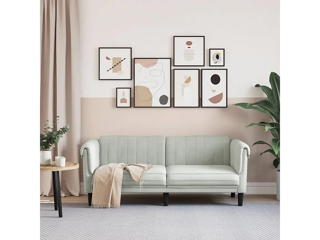 Canapé à 2 places gris clair velours