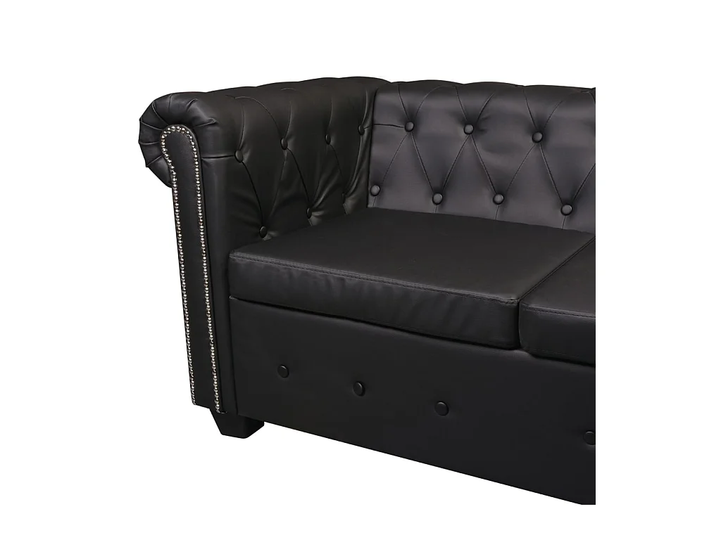 Canapé d'angle Chesterfield 5 places Cuir synthétique Noir
