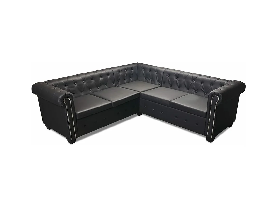 Canapé d'angle Chesterfield 5 places Cuir synthétique Noir