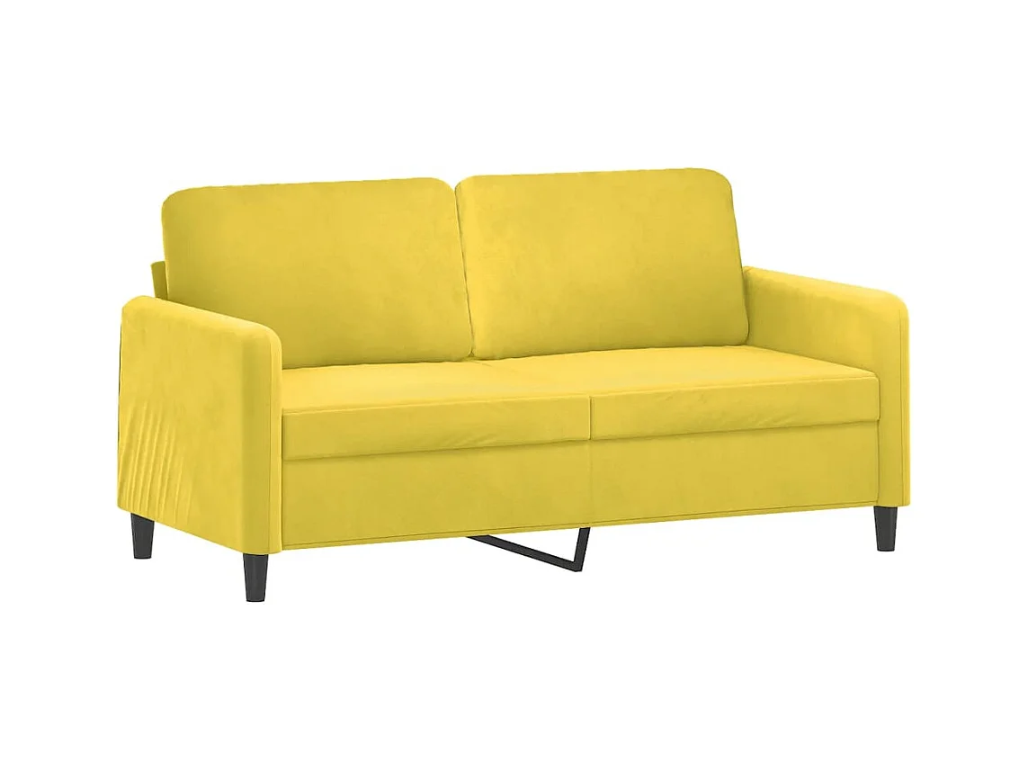 Canapé 2 places avec oreillers décoratifs jaune 140 cm velours