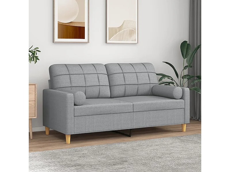 Tweezitsbank met sierkussens 140 cm stof lichtgrijs