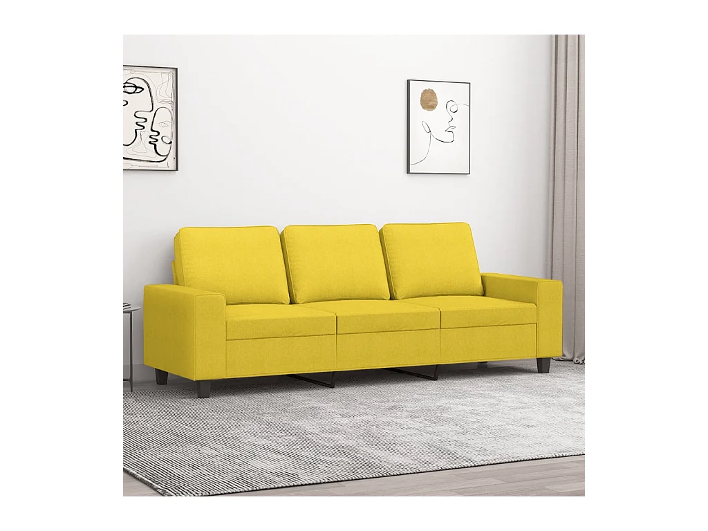 Canapé à 3 places Jaune clair 180 cm Tissu