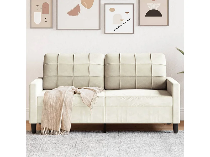 Sofá de 2 lugares veludo 140 cm cor creme