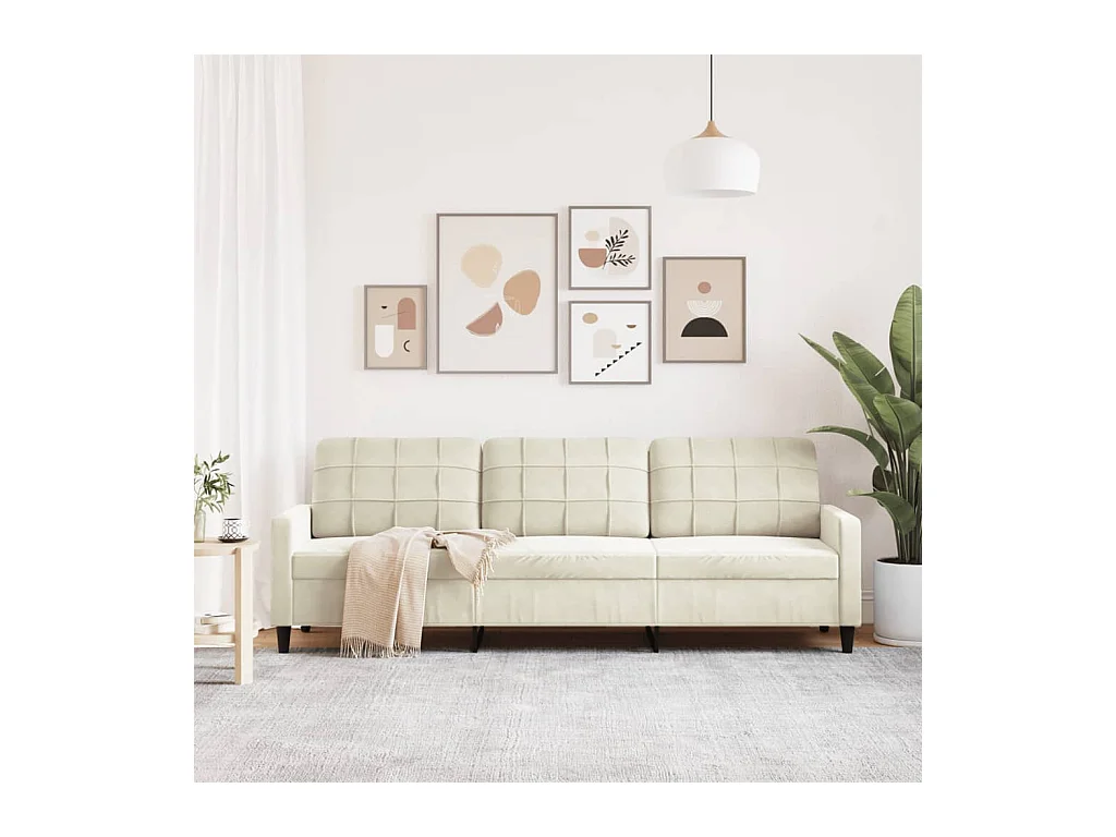Canapé à 3 places Crème 210 cm Velours