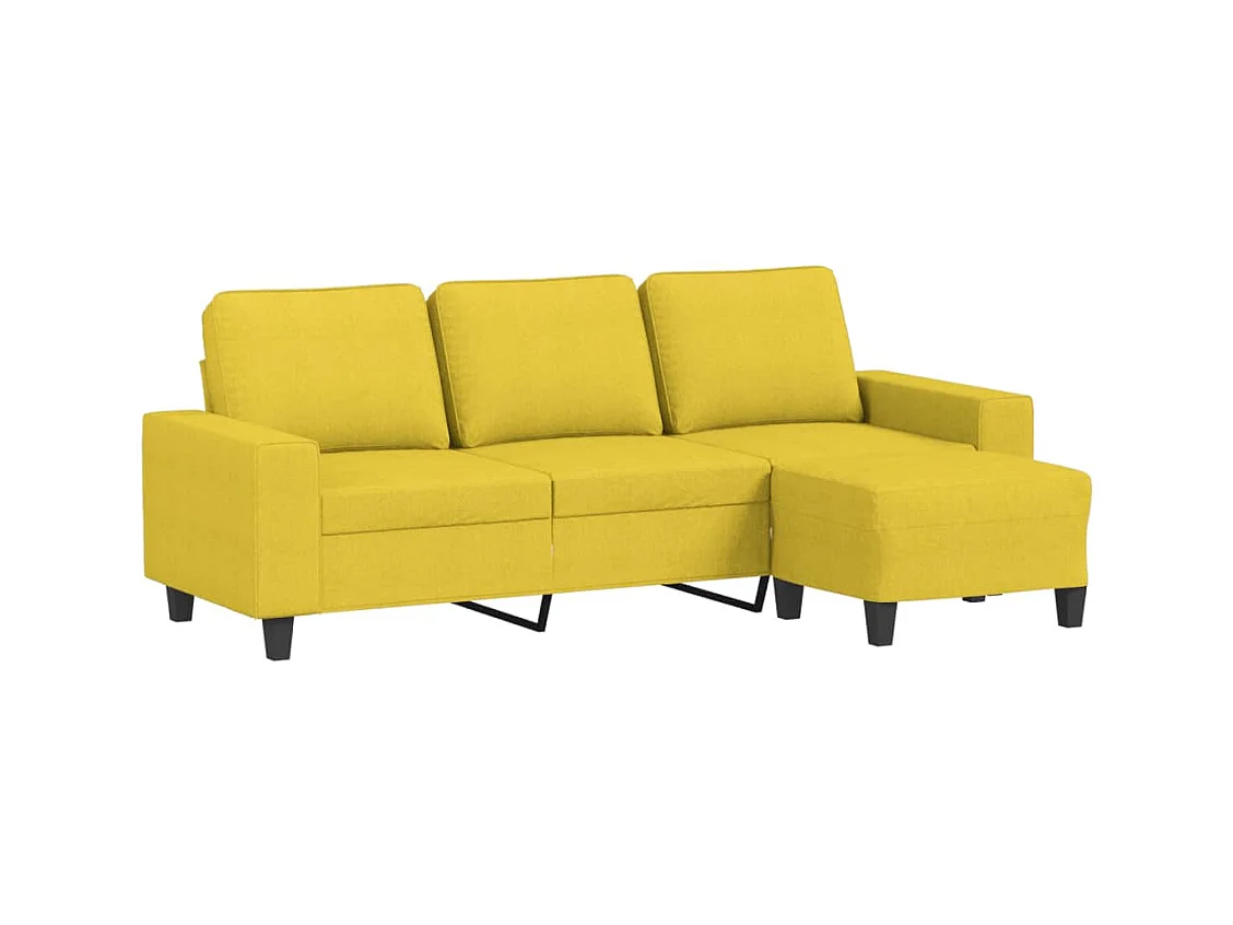 Canapé à 3 places avec repose-pieds Jaune clair 180 cm Tissu
