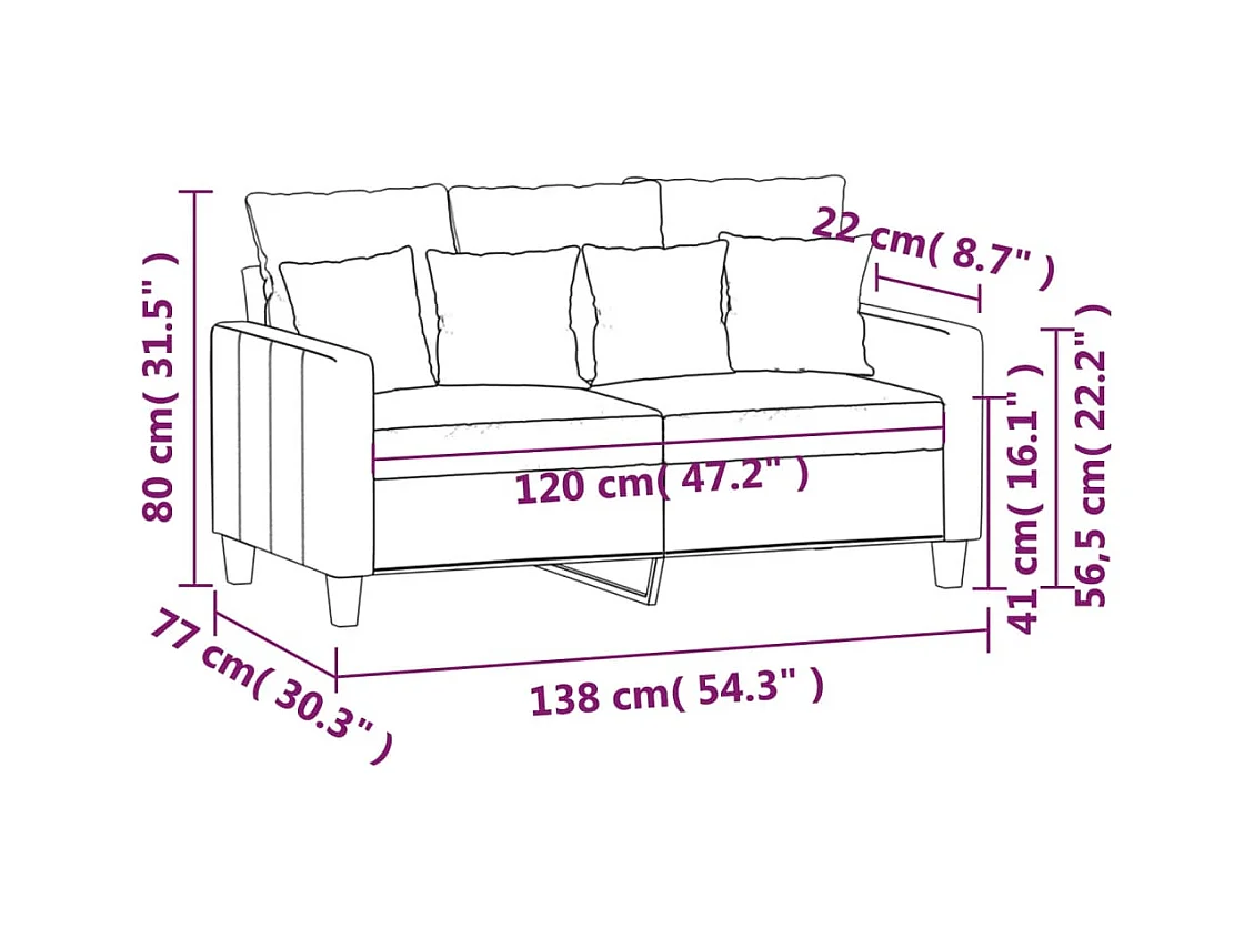 Tweezitsbank 120 cm stof bruin