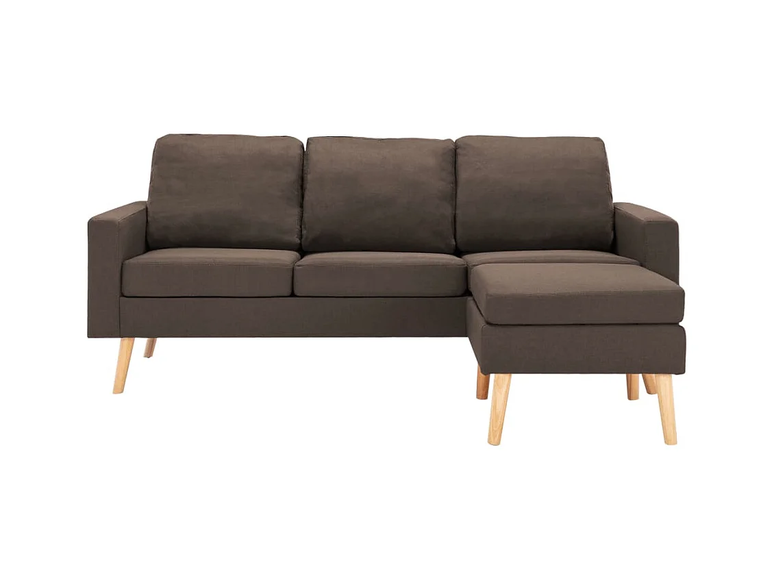 Canapé à 3 places avec repose-pied Marron Tissu