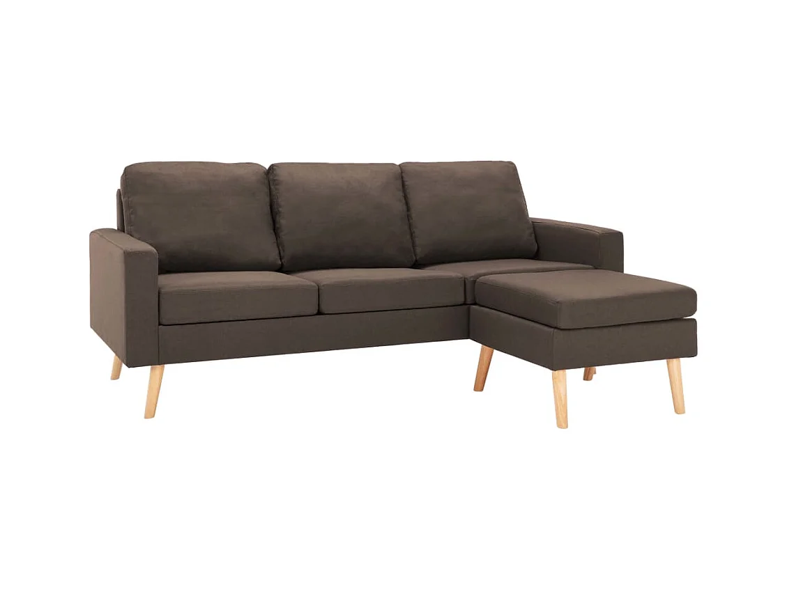 Canapé à 3 places avec repose-pied Marron Tissu