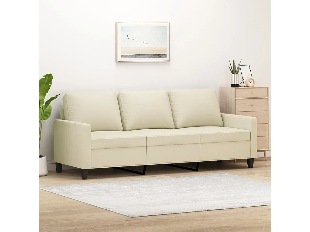 Driezitsbank 180 cm kunstleer crèmekleurig