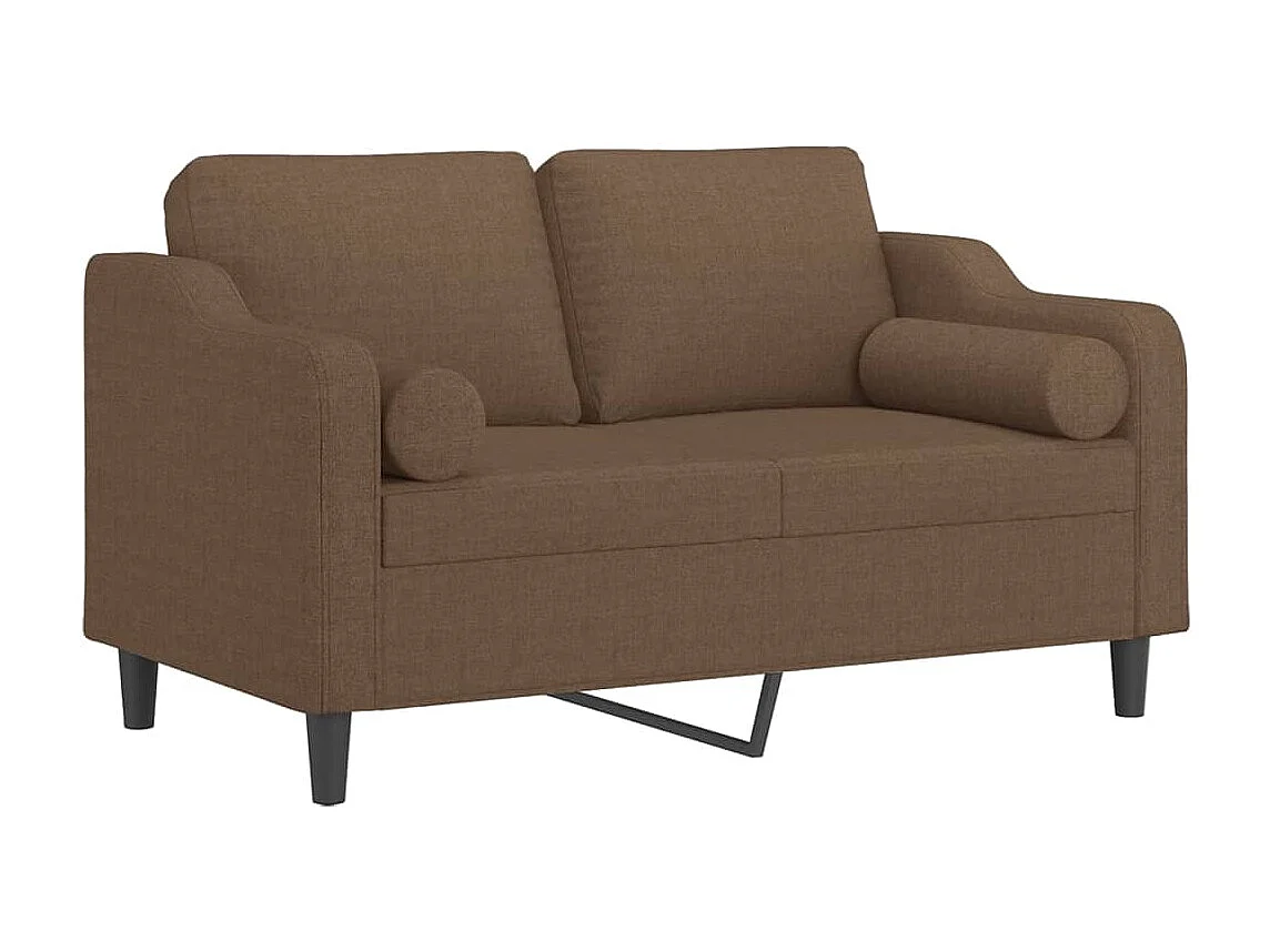 Canapé 2 places avec oreillers décoratifs marron 120 cm tissu