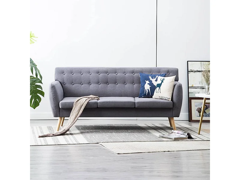 Sofá de 3 plazas tapizado de tela gris claro 172x70x82 cm