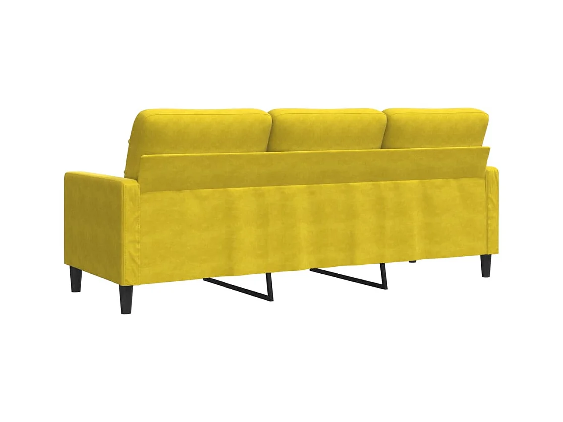 Canapé à 3 places Jaune 180 cm Velours