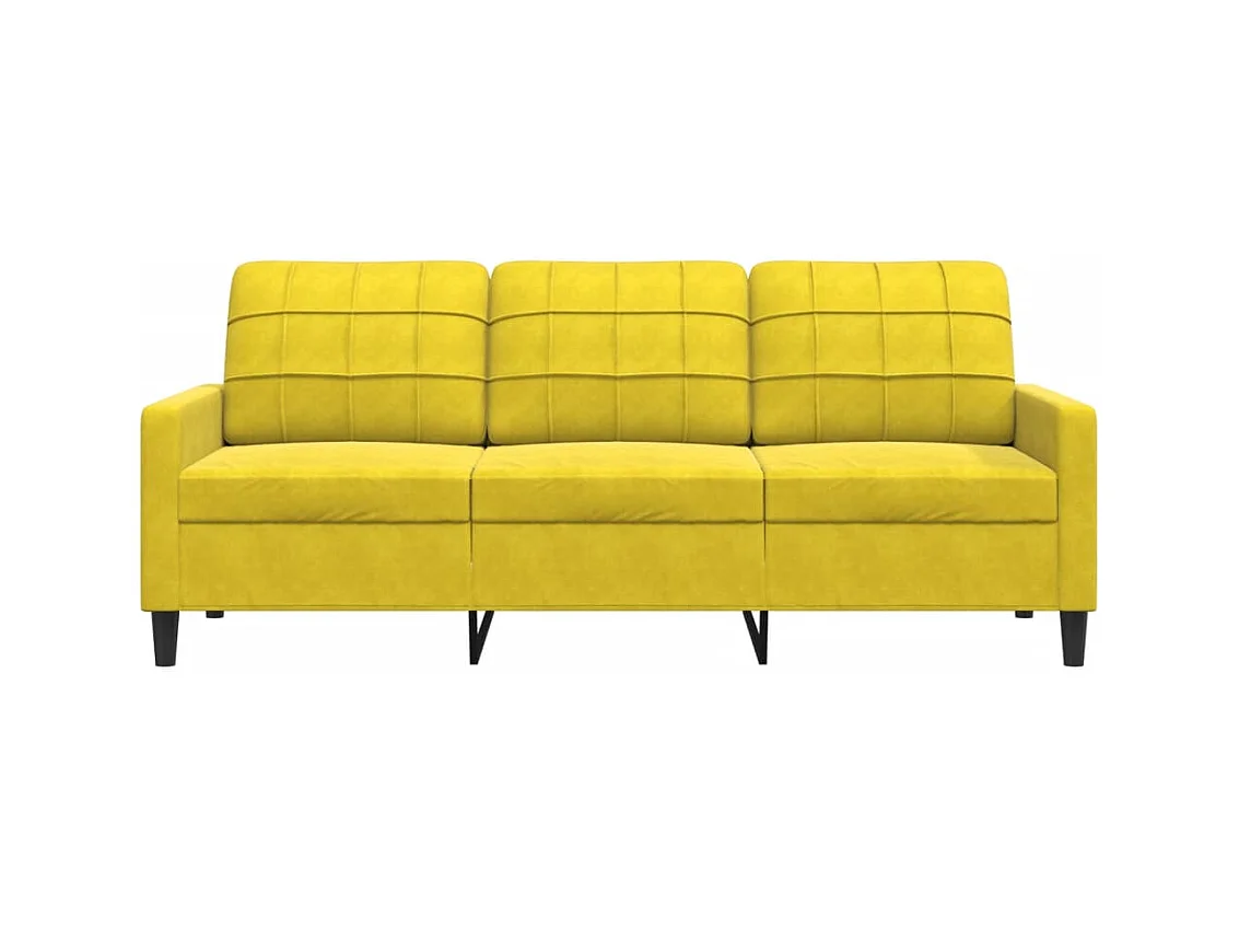 Canapé à 3 places Jaune 180 cm Velours