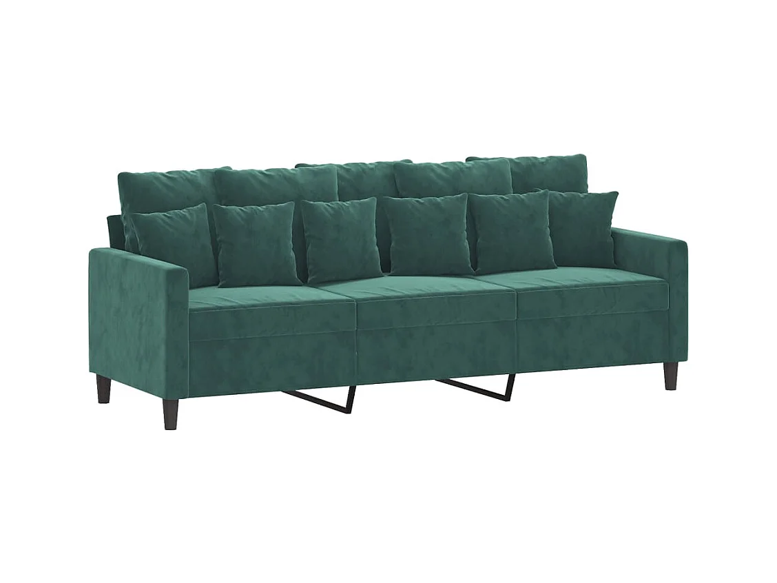 Canapé à 3 places avec repose-pieds Vert foncé 180 cm Velours