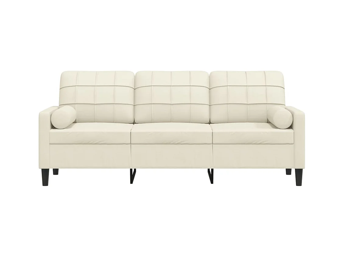 Canapé 3 places avec oreillers décoratifs crème 180 cm velours