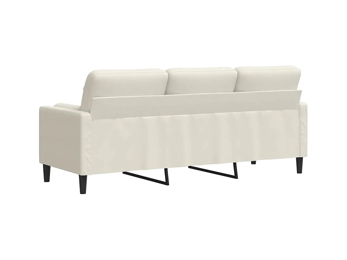 Canapé 3 places avec oreillers décoratifs crème 180 cm velours