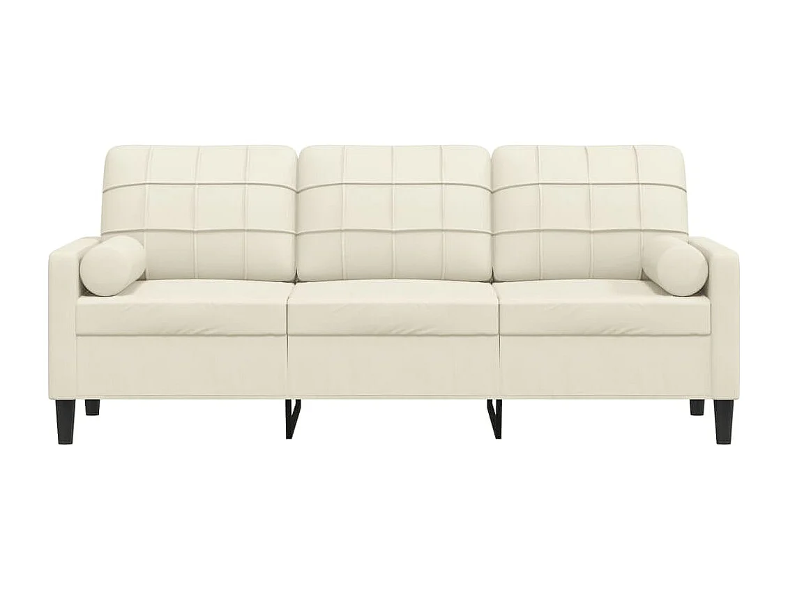 Canapé 3 places avec oreillers décoratifs crème 180 cm velours