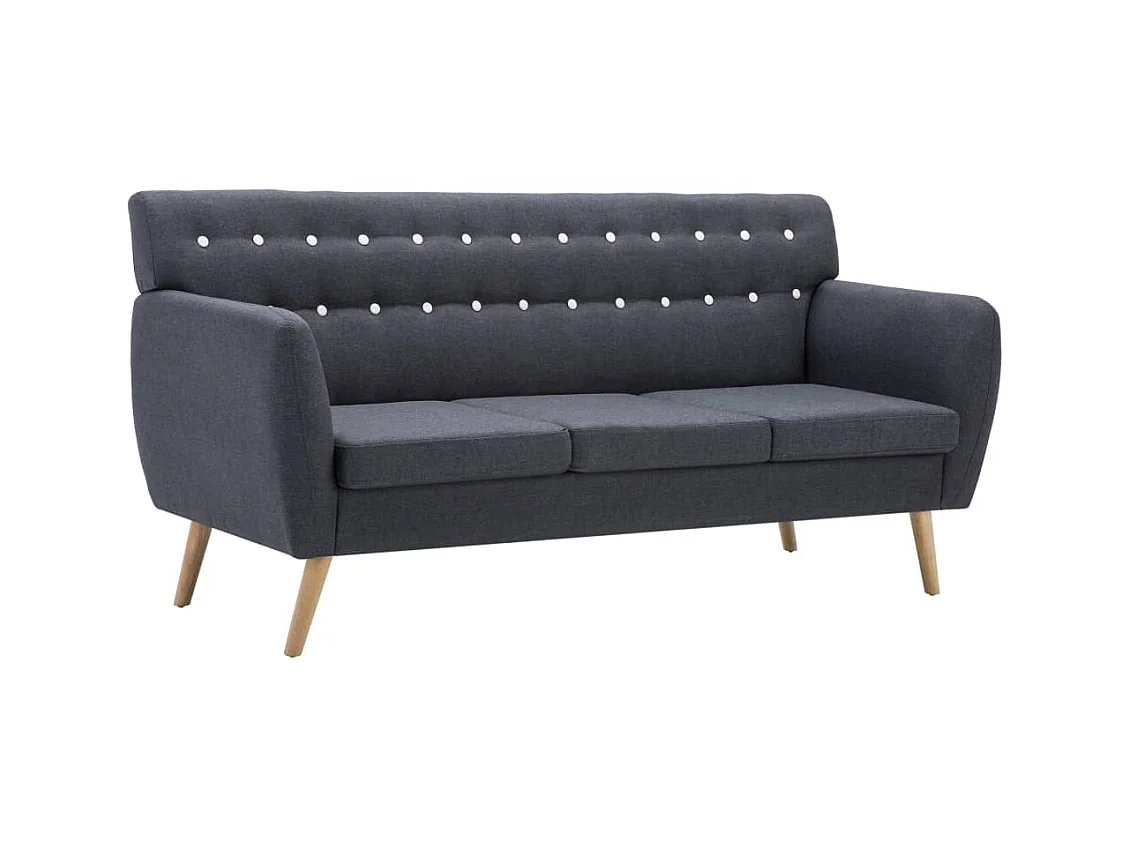 Canapé à 3 places Revêtement en tissu 172x70x82 cm Gris foncé