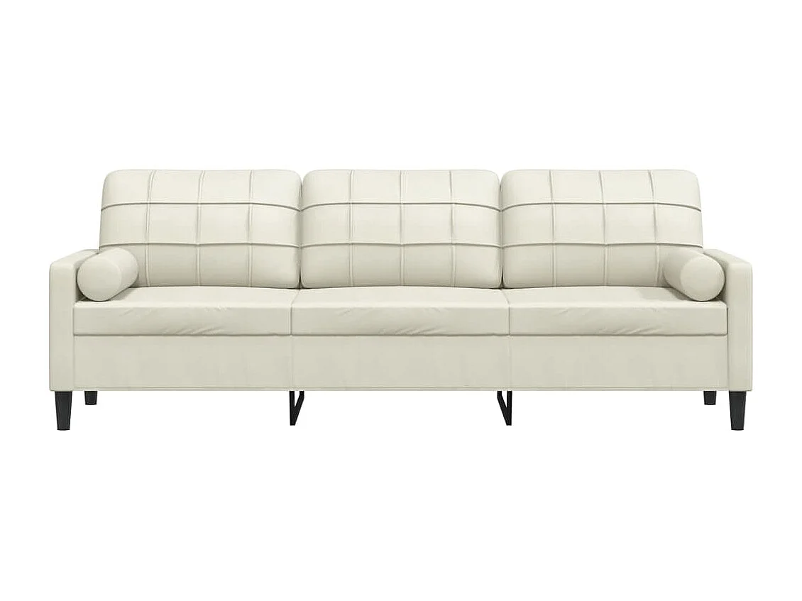 3-zitsbank met sierkussens 210 cm fluweel crèmekleurig