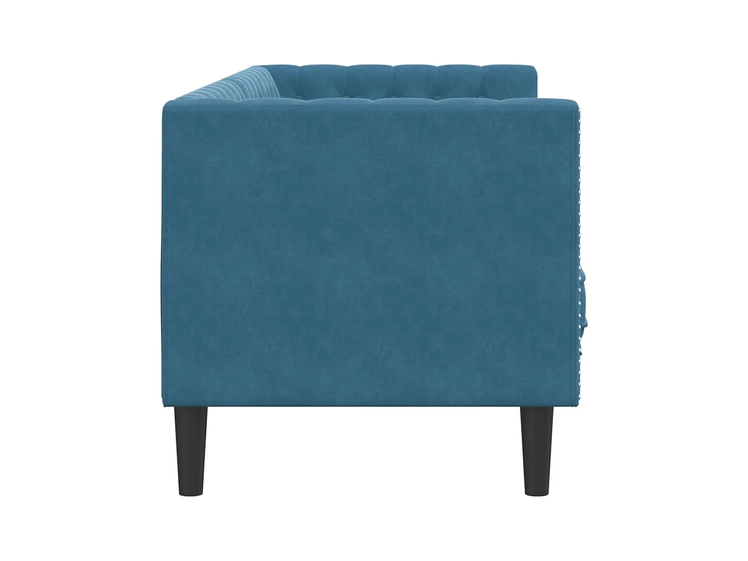 Canapé Chesterfield avec traversins 3 places bleu velours
